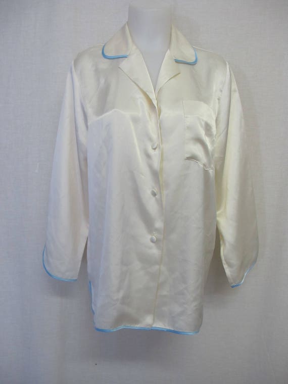 Satin Night Shirt Bed jacket French Satin Bed Jac… - image 1