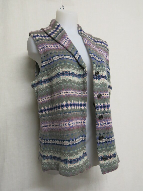 Cardigan Sweater Vest Fair Isle Shawl Collar Sweat