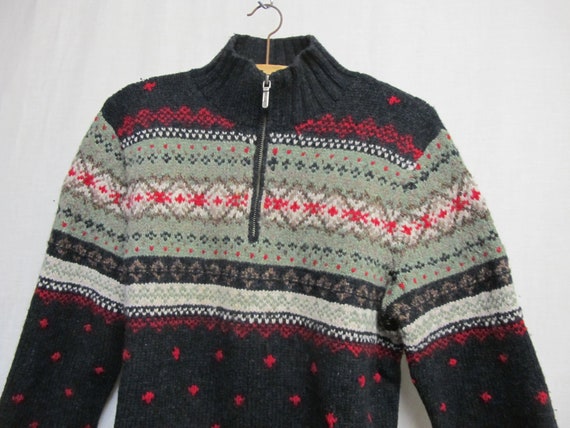 Nordic Sweater Ralph Lauren Wool Sweater Zip Front Hand Knit Sweater