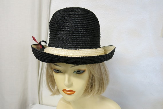 Summer Straw Derby Hat 1960's Mod Hat Don Anderso… - image 1