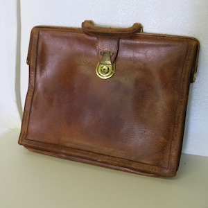 Vintage Brown Leather Briefcase: 1960s Laptop Carrier