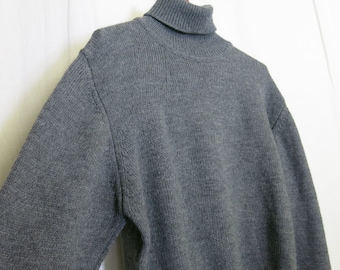 Gray Wool Turtleneck Sweater Italian Minimalist Bulky overize