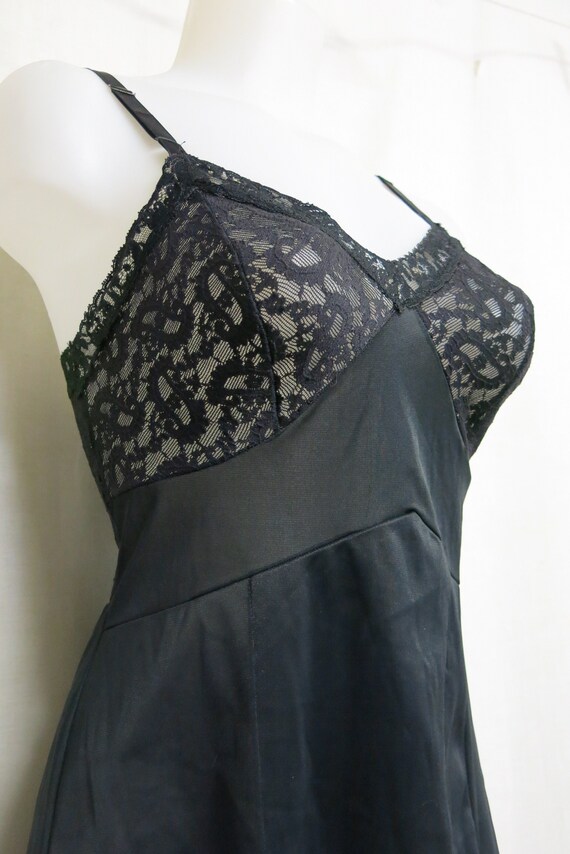 Black Lace Nylon Slip 1960s Slip Stretch Lace Goth