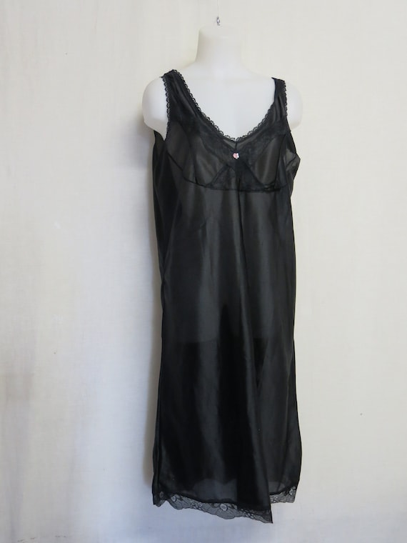 Mad Men Nightgown Black Nylon Nightgown Black Lac… - image 2
