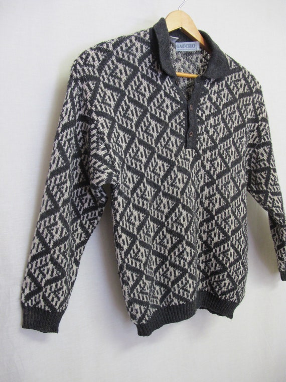 Gray Argentina Sweater Gaucho Collared Sweater Sch