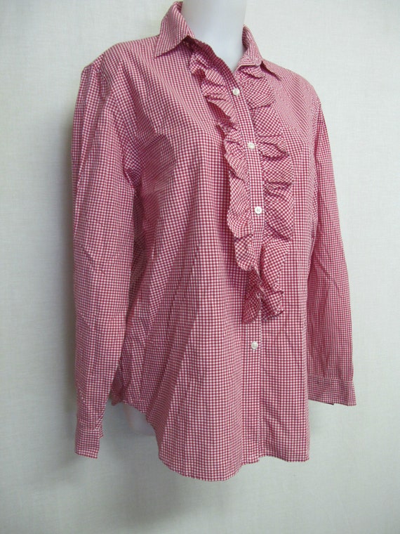 Ralph Lauren Blouse Cotton Gingham Blouse Medium … - image 1