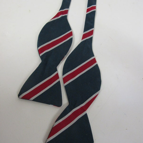 Vintage Silk Bow tie Red Stripe Bow Tie Adjustable Tie Made in England