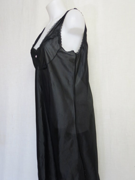 Mad Men Nightgown Black Nylon Nightgown Black Lac… - image 4