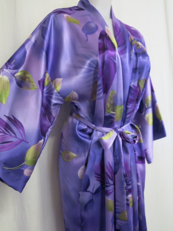 Kimono Robe Floral Satin Robe Full length Loungewe