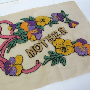 Needlepoint Pillow Punch Needle MOTHER Pillow Cover American Primitive