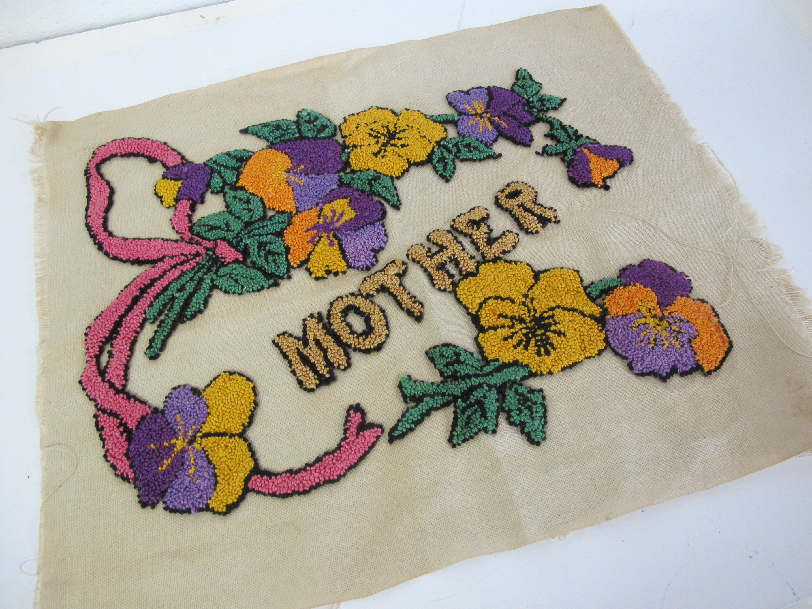 Needlepoint Pillow Punch Needle MOTHER Pillow Cover American Primitive