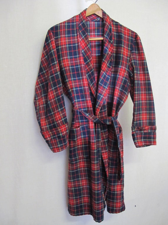 Mad Men Wool Plaid Robe 1950's Robe Mad Men Robe M