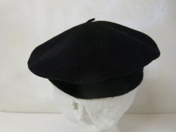 Vintage French Black Beret  Wool Beret - image 3