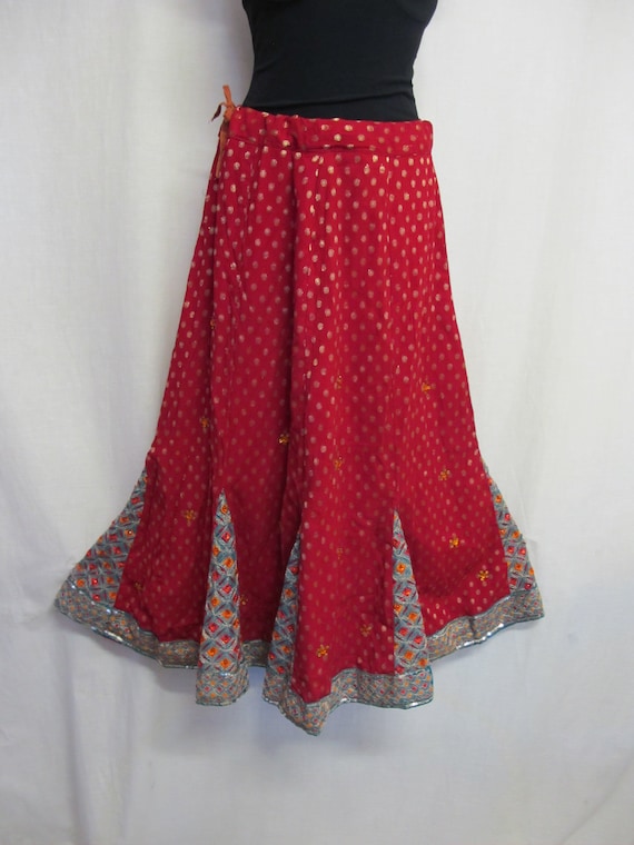 Boho Skirt Hippie Skirt Indian Skirt Metallic Emb… - image 2
