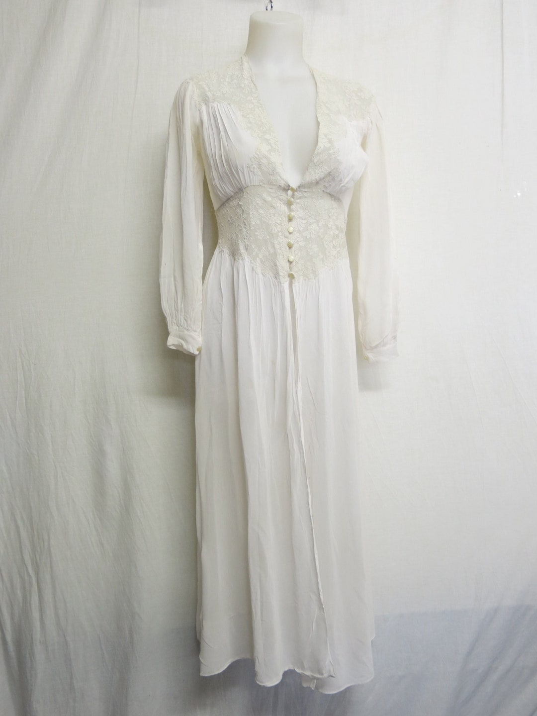 Long Silk Robe – White Dressing Gown