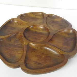 Teak Lazy Susan Mid Century Wood Rotating Serving Plate
