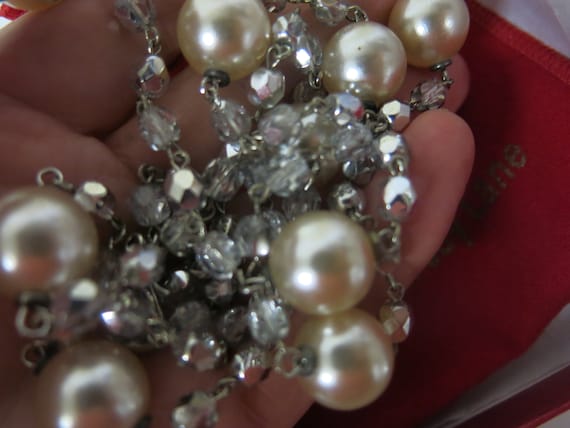 Kenneth Jay Lane Necklace Faux Pearl and Crystal … - image 6