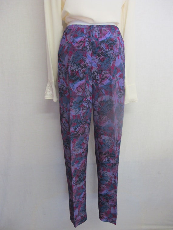 Thai Silk Pants Elastic Waist Floral Silk Pants Me