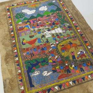 Amate Mexican Bark Painting Folk Art Wedding Fiesta