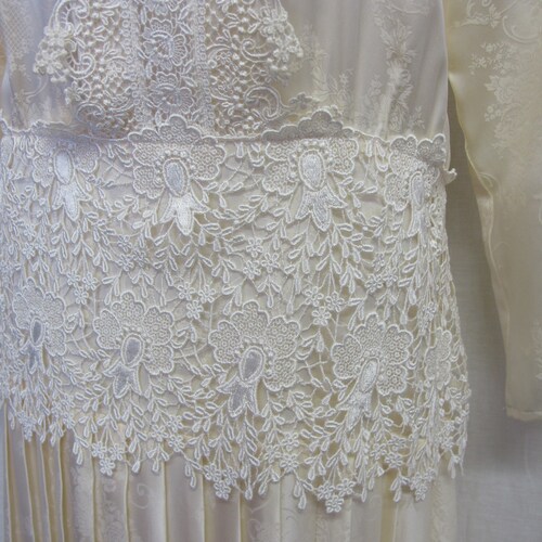 Jessica McClintock Wedding Dress White Satin Lace Boho shops Dress Size 10
