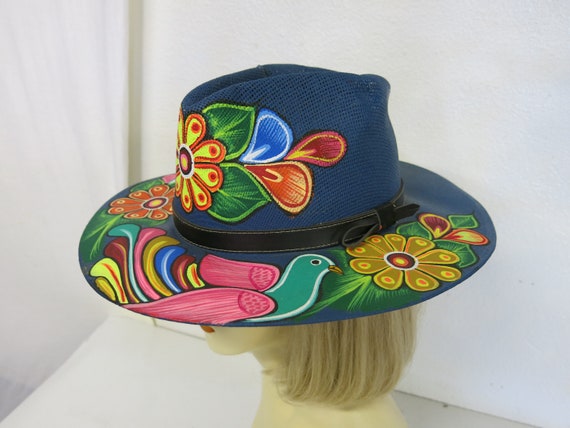 Handpainted Straw Cowboy Hat: Rockabilly Cowgirl, Size 7 - Etsy display picture 2