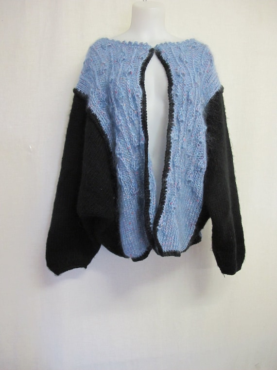 Mohair Cardigan Slouchy Sweater Bulky Hand Knit Ov