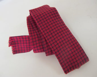 Wool Skinny Tie Red Plaid Tie Red Tie Square Tie