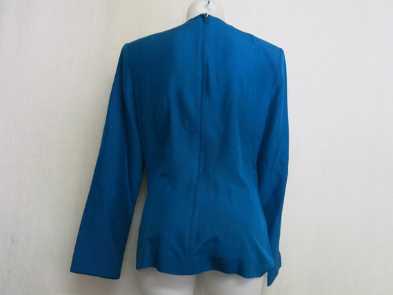 Albert Nipon Boutique Silk Blouse Royal Blue Blou… - image 6