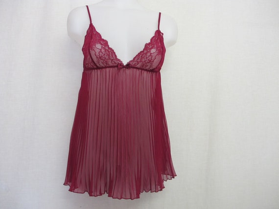 Baby Doll Nightgown Short Burgundy Nightgown Small