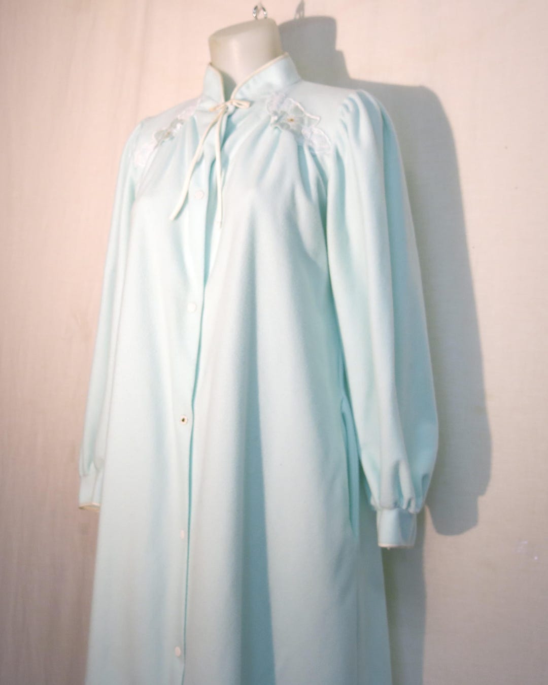 A Old Robe Plush Robe Old Fashioned Robe Aqua Blue Housecoat Snap Front Cozy - Etsy