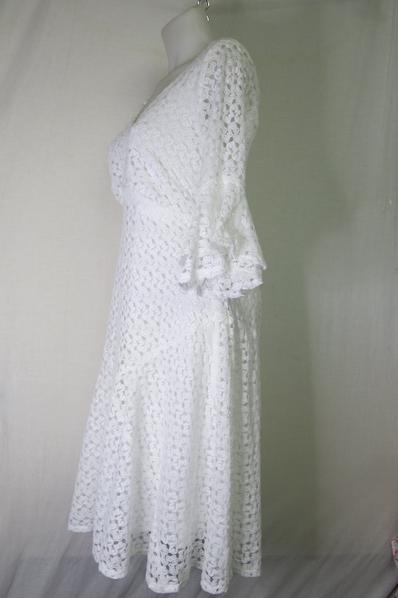 White Crochet Dress White Lace Dress Short Length… - image 6