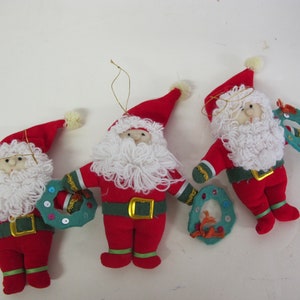 Adornos navideños de fieltro de Papá Noel Juego de 3 adornos de fieltro de Papá Noel