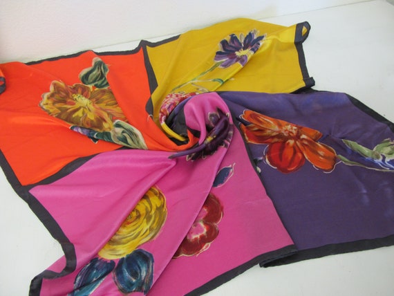 Laura Ashley Silk Scarf Designer Silk Scarf Floral