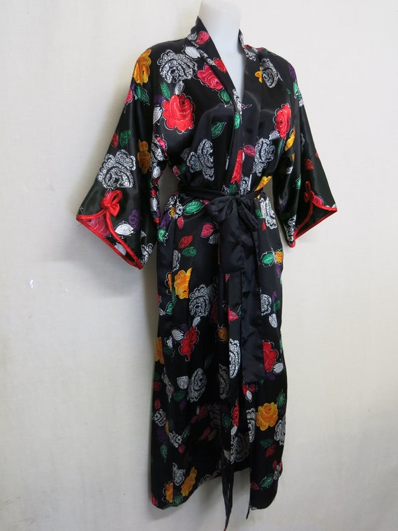 Kimono Robe Floral Satin Robe Full length Loungew… - image 2