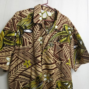Vintage Hawaiian Shirt Barkcloth 1960&#39;s RARE Midcentury XXL Mint