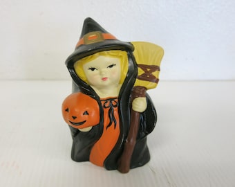 Vintage Halloween Witch Planter Pencil Holder Vase Retro Fall Decor