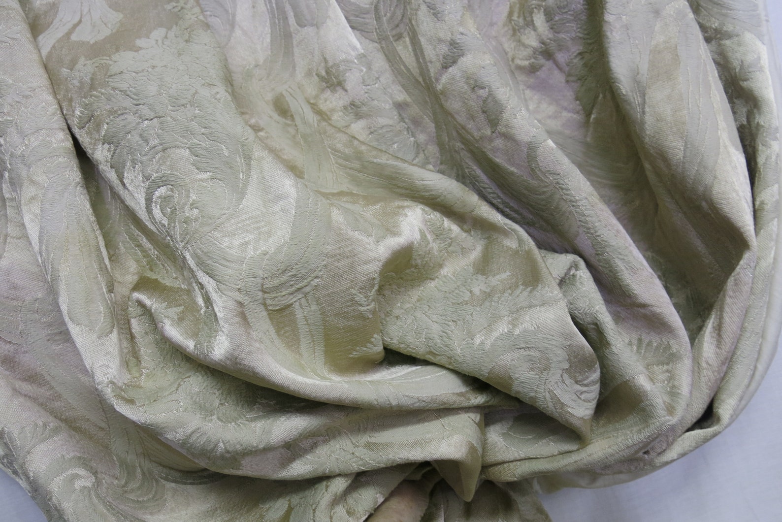 Mid Century Vintage Damask Drapery Panel Rose Gold Draperies Etsy