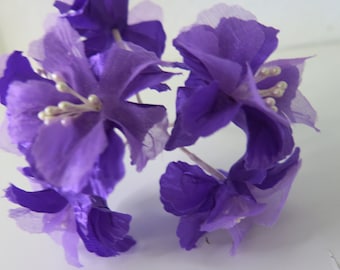 Vintage Silk flower Violet Bouquet  corsage Flowers Millinery Purple Deadstock