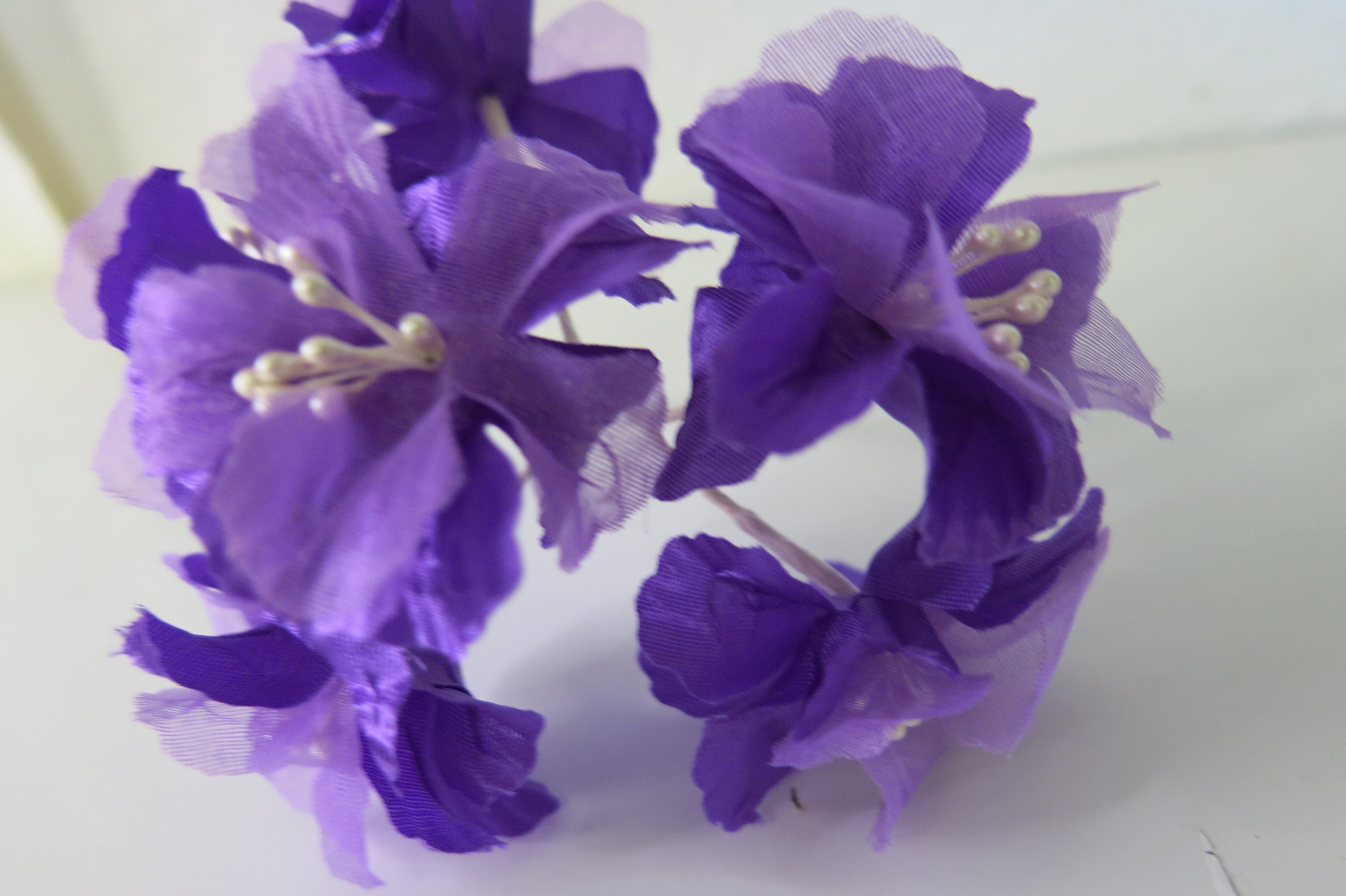 Ramo de flores de tela vintage, ramillete, flores, sombreros, morado, stock muerto
