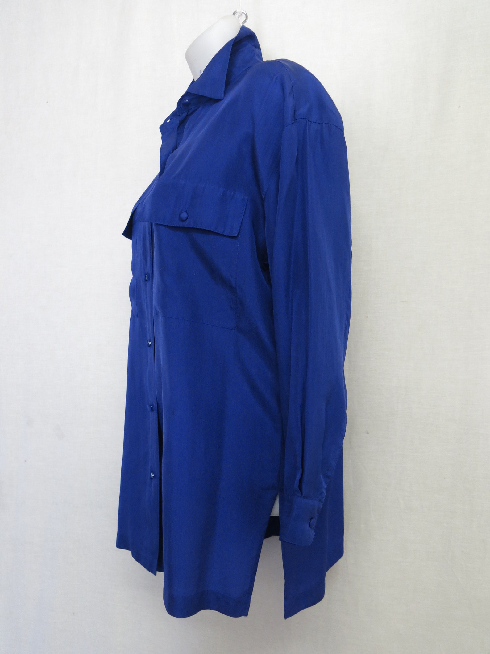 Silk Tunic Blouse Royal Blue Oversize | Etsy