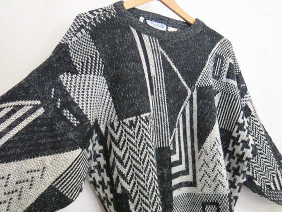 Retro Sweater Geometric Sweater 1980's Sweater Pro