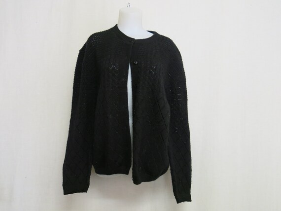 Black Cardigan Sweater Wintuk Orlon Mad Men Cardi… - image 2