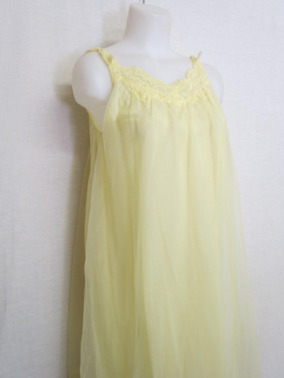 Mad Men Nightgown Nylon Nightgown Daffodil Yellow Short Etsy