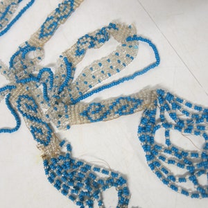 Flapper Lariat Necklace Art Deco Beaded Necklace Blue Beads 1920&#39;s Necklace