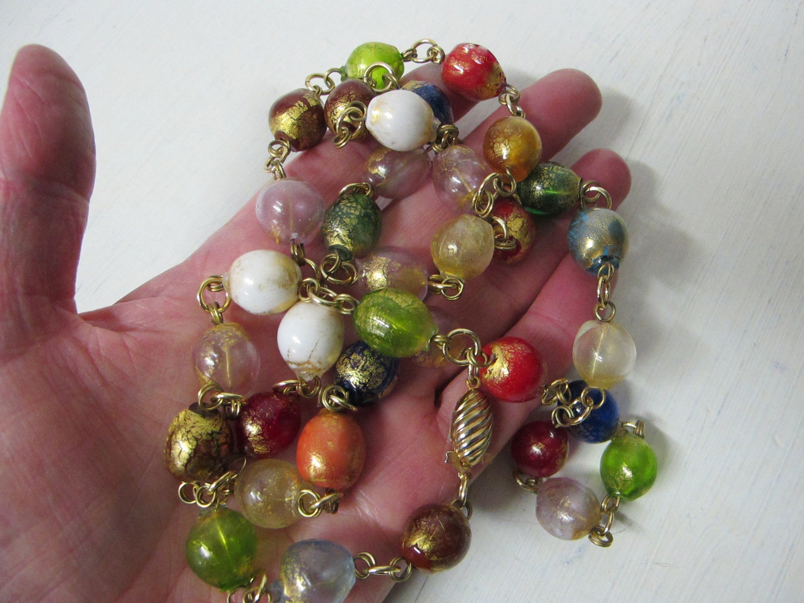 Vintage Italian Glass Bead Necklace Italian Lampwork Beads Etsy