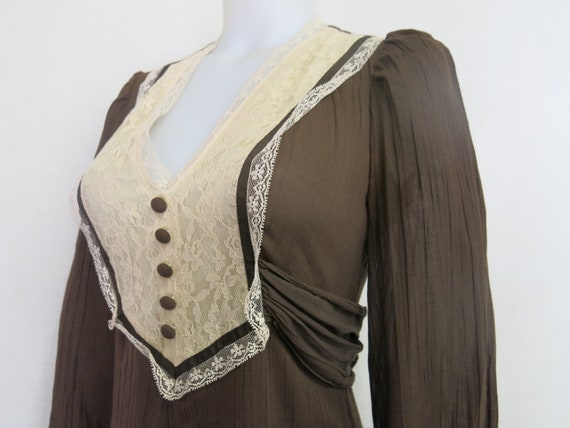 Prairie Style Victorian Dress 1970's Cotton Voile - image 5