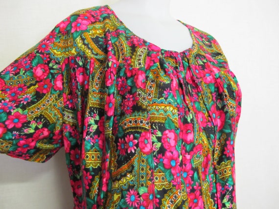 Hawaiian Muumuu Cotton Kaftan House Dress XL Crepe