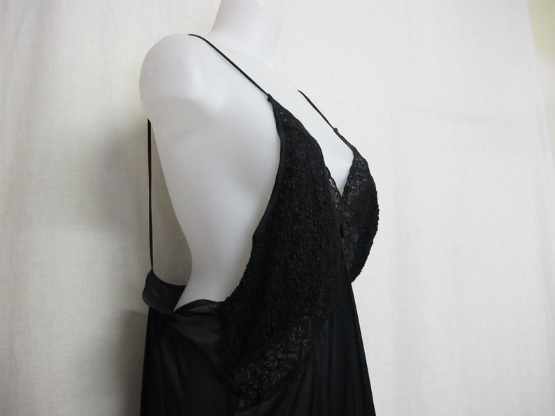 Goth Nightgown Black Lace Nightgown Long Satin Nightgown Plus Size.