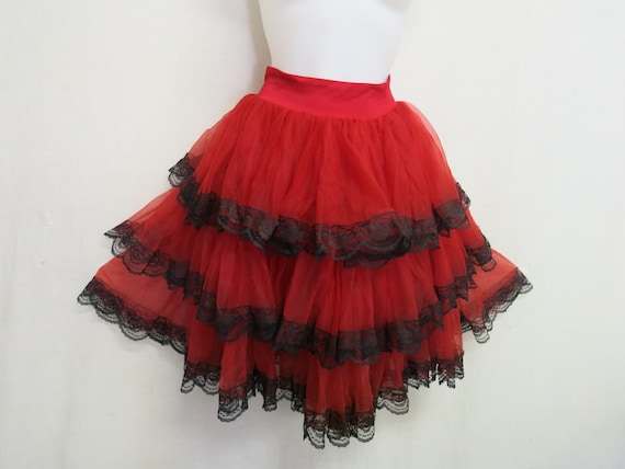 Crinoline Petticoat Mad Men Slip Red and Black Sli