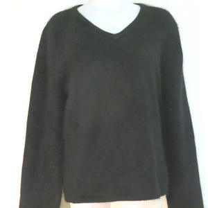 Black Angora Sweater V Neck Sweater Large Rosanna Large